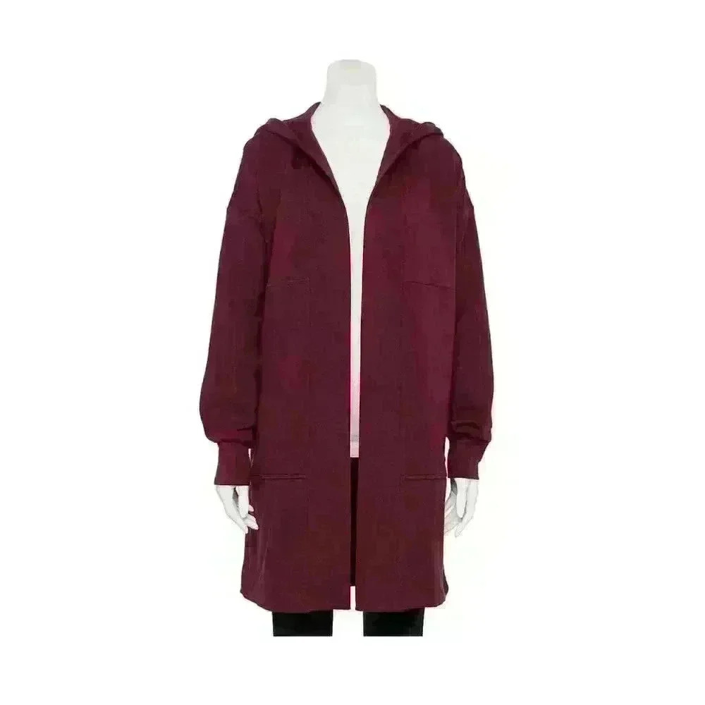 FLX Cardigan Womens Large Plum Open Zip Pockets Oversized Lagenlook Athleisure